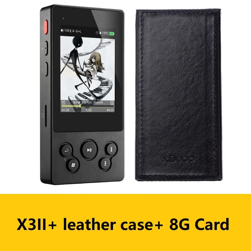 8G and leather case XDUOO X3II X3 II AK4490 USB DAC Bluetooth портативный HD MP3/WAV/FLAC музыкальный плеер DSD128 Hiby Link встроенный контроль - Цвет: 8G and leather case