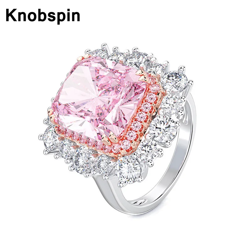 

Роскошные обручальные кольца Knobspin из 100% стерлингового серебра 925 пробы для женщин 10*12 мм с высокоуглеродистыми бриллиантами для вечерние юв...