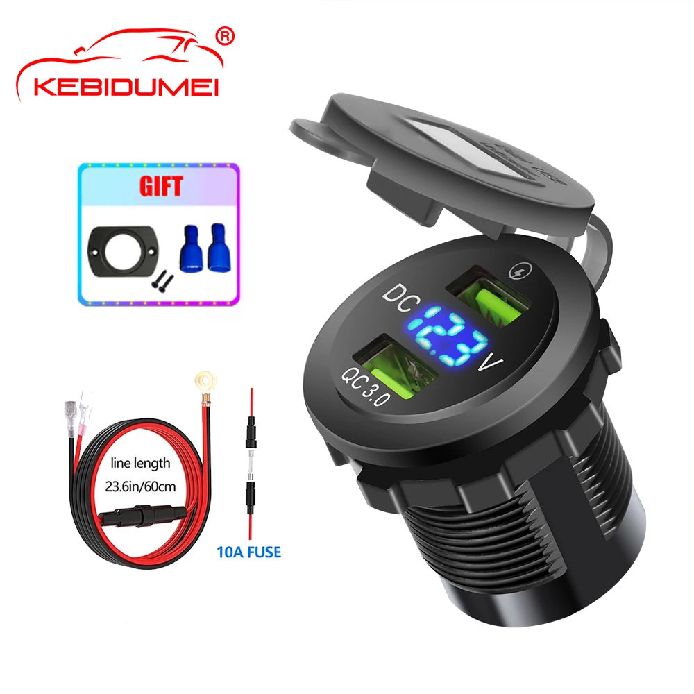 Автомобильный водонепроницаемый USB разъем типа C/QC 3 0 12 В 24 36 Вт|Кабели адаптеры и