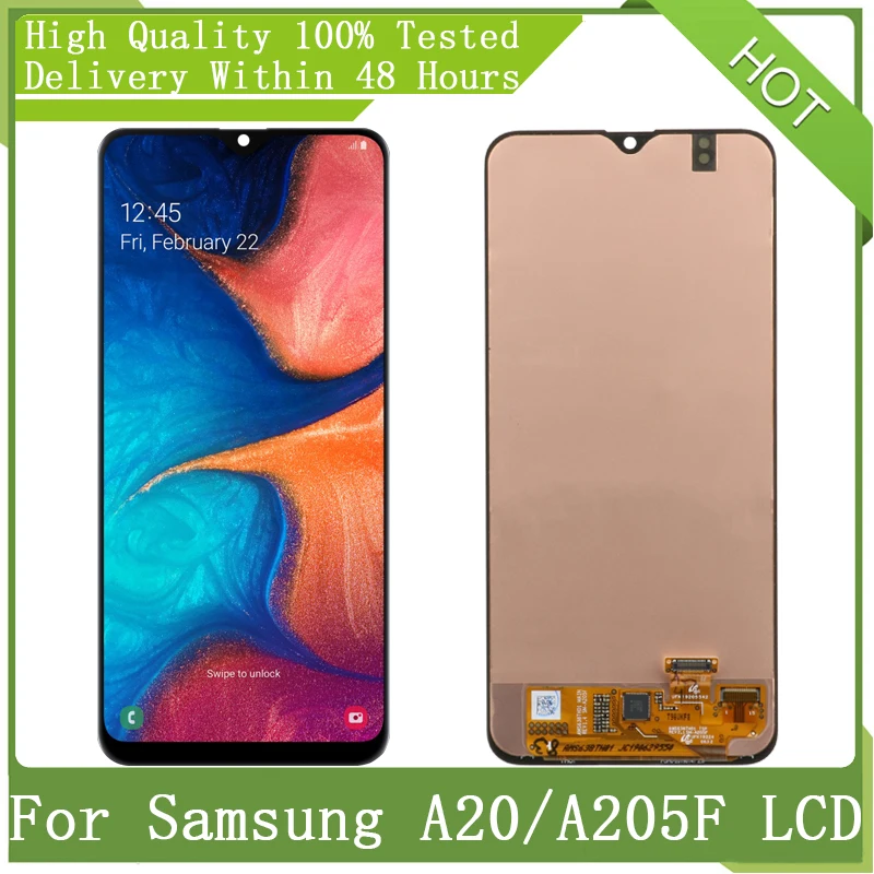 ЖК дисплей SUPER AMOLED для Samsung A20/A205 сенсорный дигитайзер в сборе 6 4 дюйма детали A205FN