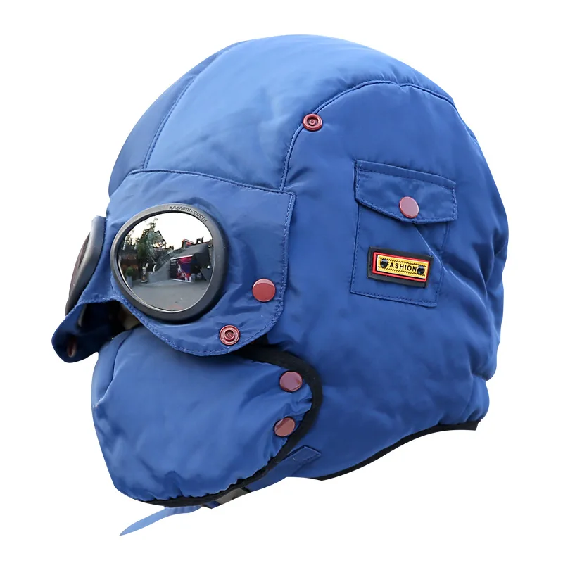 

Warm Cap Men Winter Hats for Women Windproof Hat with Glasses Balaclava Winter Russian Hat H105