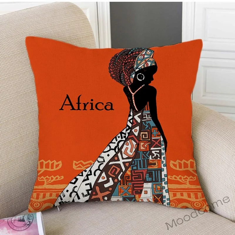 Абстрактная африканская танцевальная женская дизайнерская подушка для дивана с
