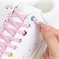 1 pair no tie shoe laces for sneakers flat shoelaces elastic press the metal lock lazy shoe lace rubber band shoes accessories