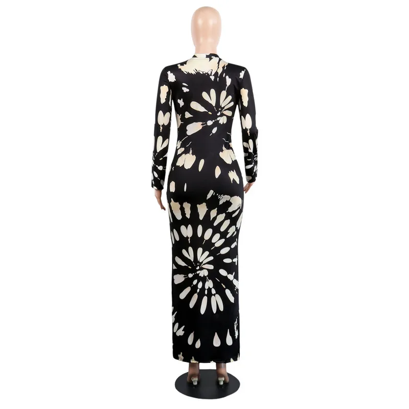 Женские повседневные платья макси с ярким принтом Клубные вечерние круглым