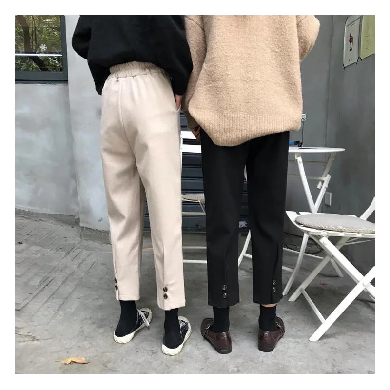 Новинка 2019 осень зима женские брюки вязаные шерстяные Свободные Элегантные