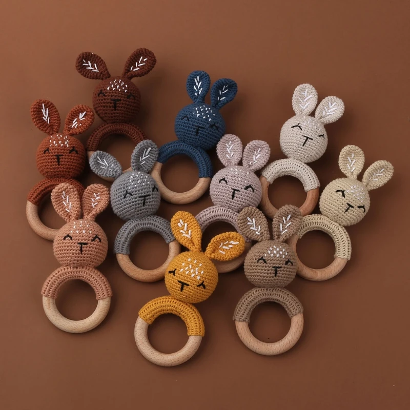 

1Pc Baby Wooden Teether Crochet Rattle Toy BPA Free Wood Rodent Rattle Baby Mobile Gym Newborn Stroller Educational Toys