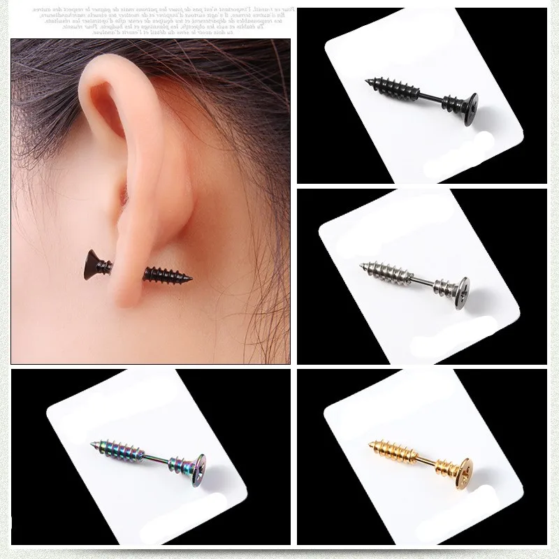 

1 Pair Punk Style Stainless Steel Stud Earrings Men Women Ear Jewelry Rock Gothic Unisex Piercing Earrings Jewelry Wholesale