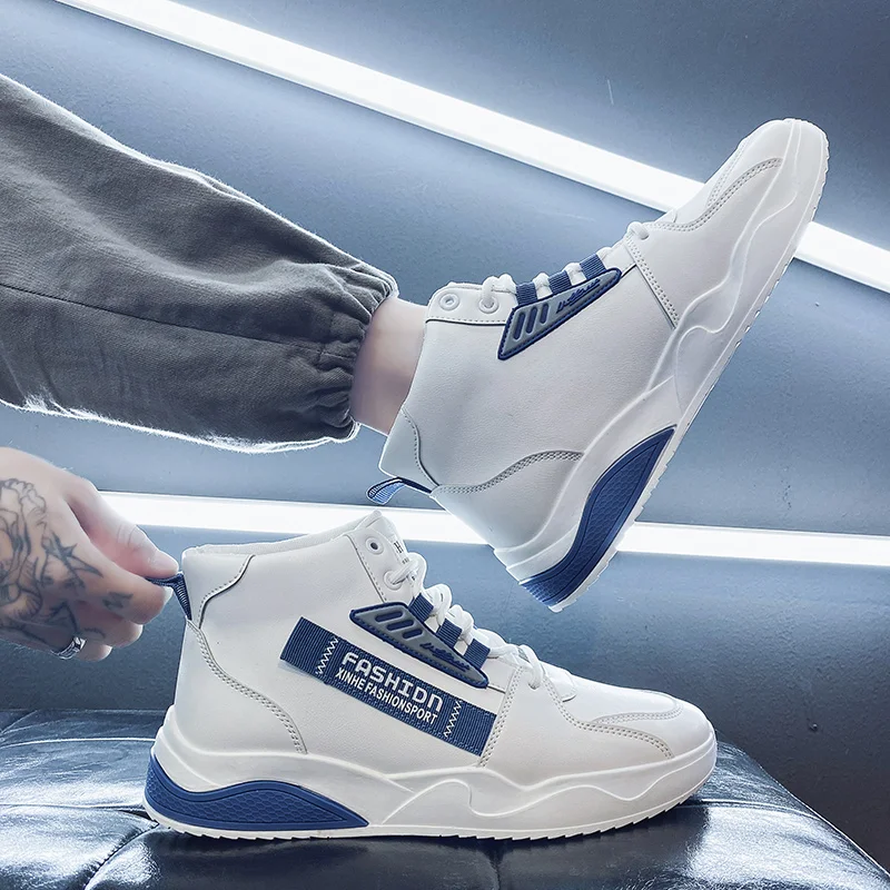 

Мужская обувь новинка осень/зима 2021 Универсальная Спортивная повседневная обувь для скейтборда для студентов модная бархатная обувь с выс...