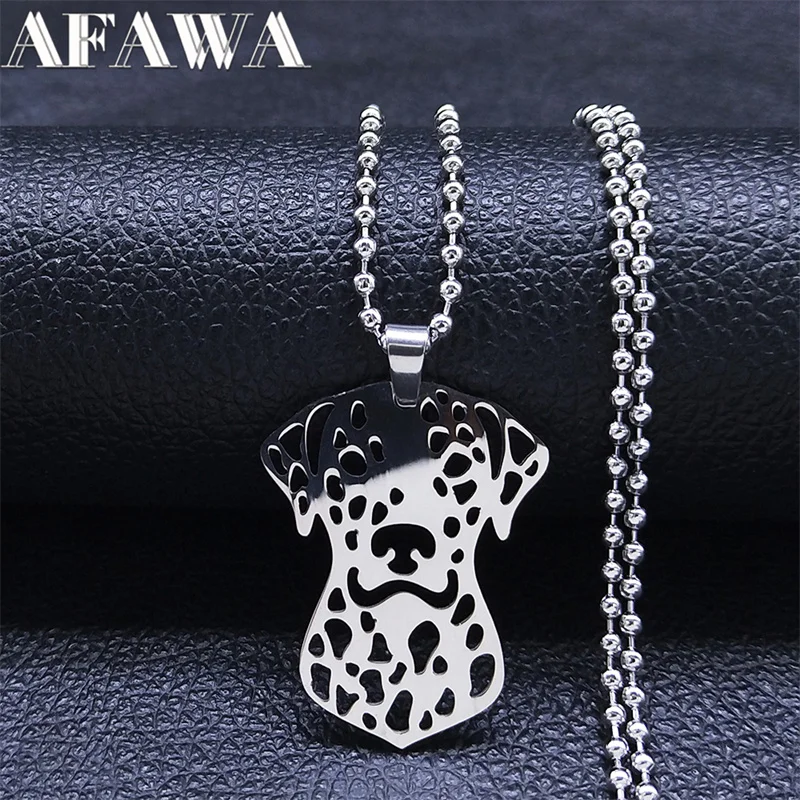 

Lovely Dalmatian Spotted Dog Necklace Stainless Steel Silver Color Women/Men Animal Pet Pendant Necklaces bijoux homme NXH450S01