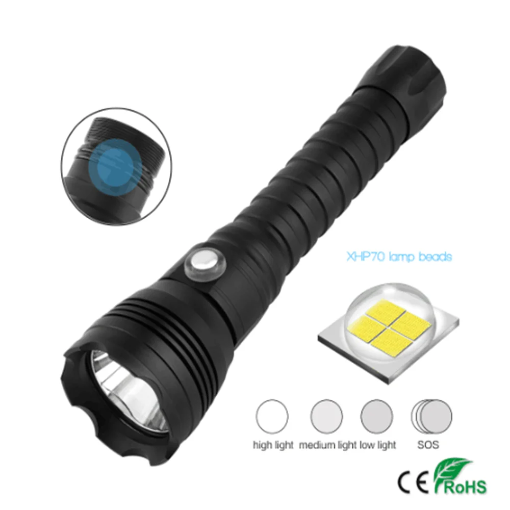 

LED Scuba Diving Flashlight Underwater 100M Torch Max 10000lumens 4-Mode Dive Lantern Dive By 26650 Battery