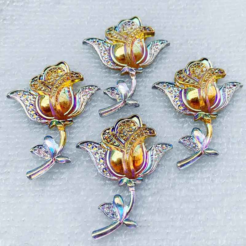8 шт. 34*45 мм AB Стразы из полимерной смолы с плоским основанием для свадьбы Diy цветок