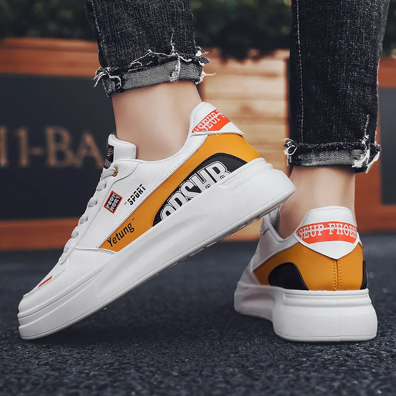 Повседневные белые кроссовки для мужчин Новинка 2019 года сезон осень кожаная