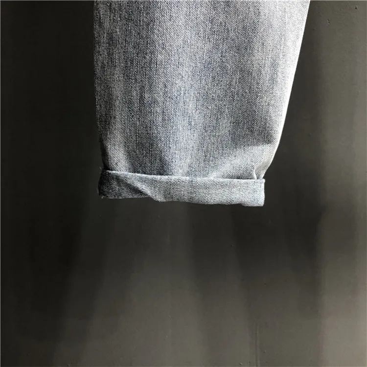 

European Style 2021 Summer New Knee Heavy Beads Ripped Denim Harem Pants Women's High Waistd Jeans Loose Slimming Pants