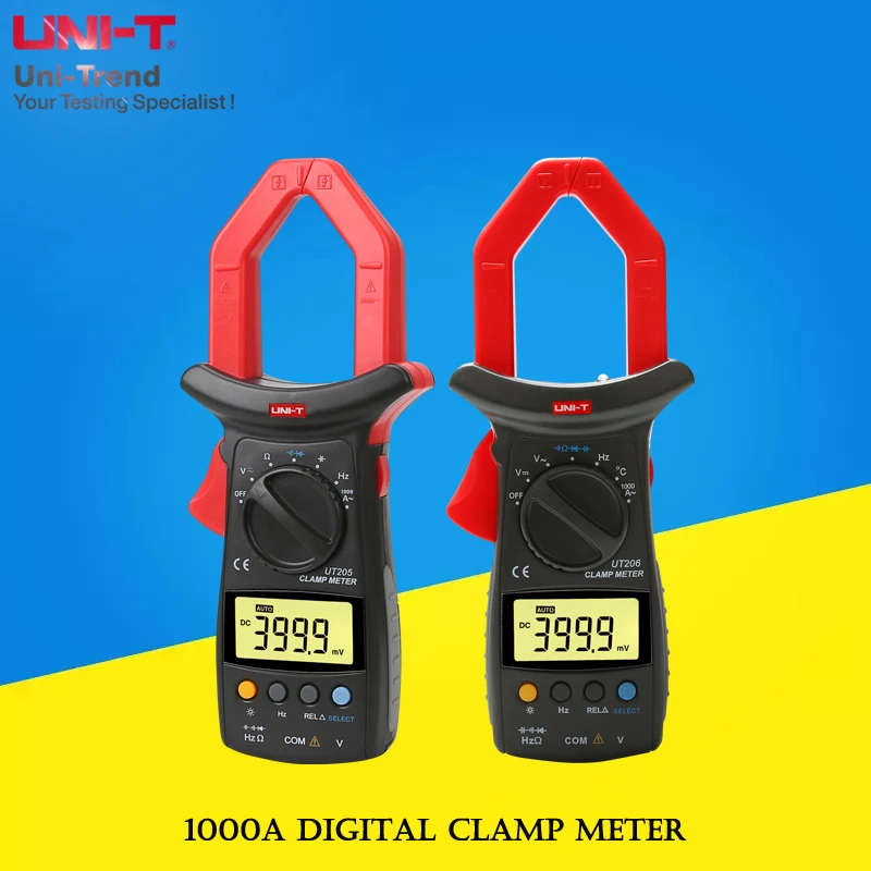 UNI-T UT205 UT206 AC 1000A Digital Clamp Meter Electrical and Electronic Maintenance Current Universal Meter