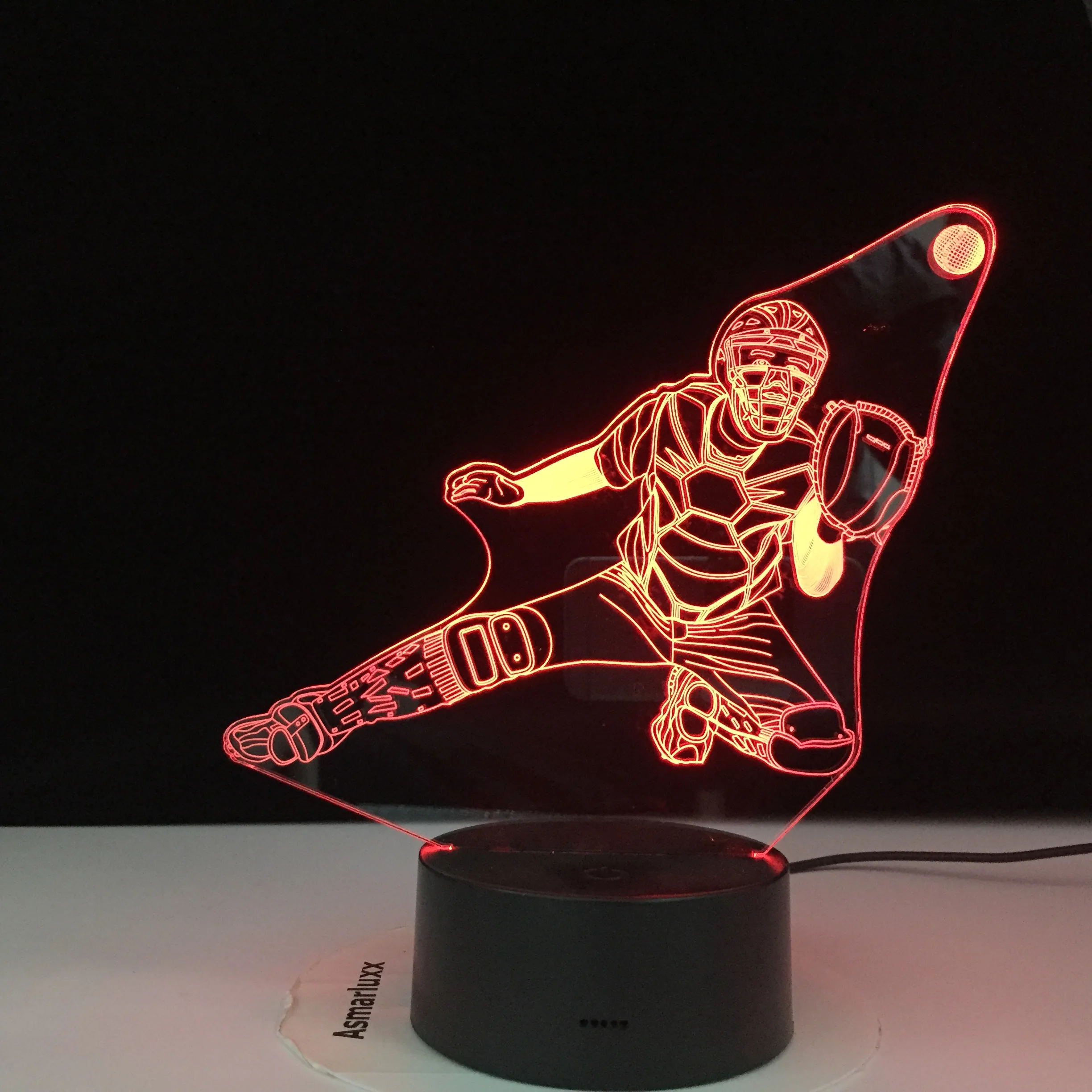 Бейсбольная 3D визуальная лампа меняющая цвет Оптическая иллюзия сенсорный