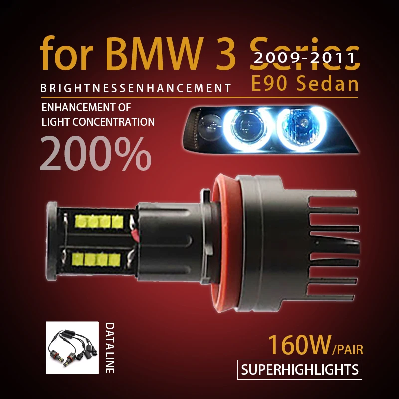 

Для Ангельские глазки 120W h8 супер белый 6000 К Halo Кольцо Светодиодный светильник для BMW 2009-2011 3 серия E90 седан (LCI) суперяркие