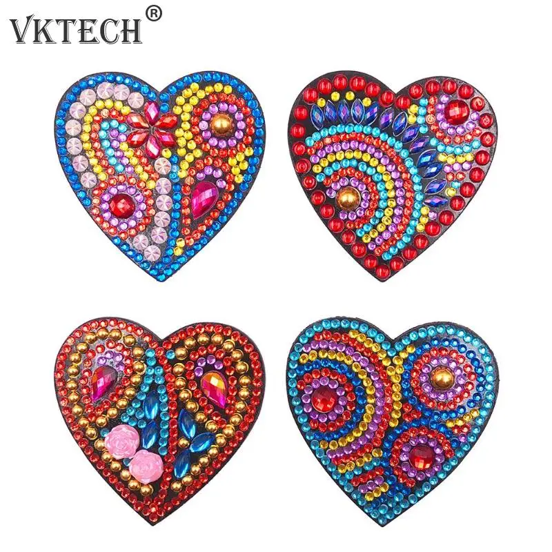 4 шт. алмазная картина сделай сам в форме сердца магнитная наклейка на