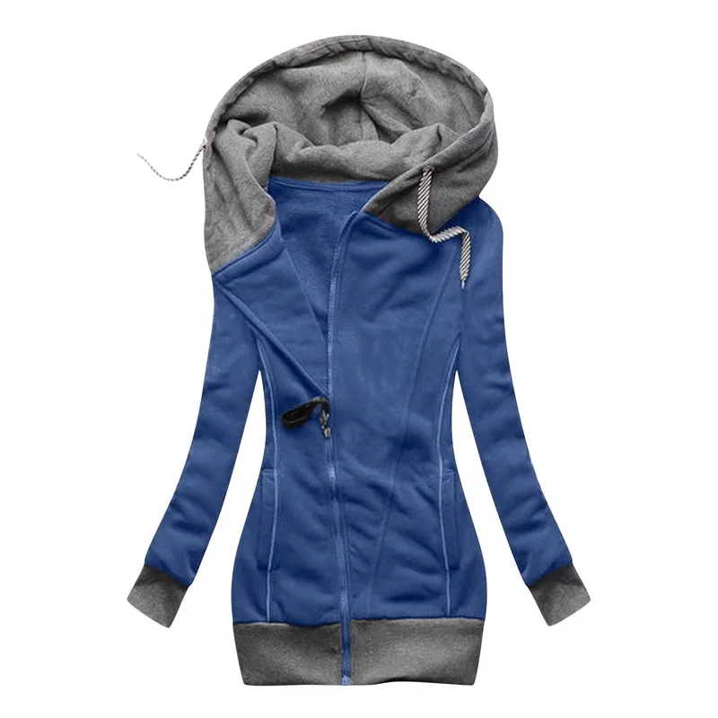 

Women Jackets Tops Fashion Casual Solid Color Turtleneck Jacket Zipper Pocket Sweatshirt Long Sleeve Plus Size Long Jackets