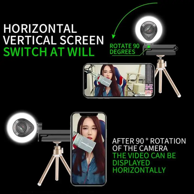 

1080P Webcamera Ring Light Auto Focus Computer Camera Fill-In Microphone USB HD Web Camera For Live Broadcast Video Conference
