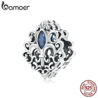 bamoer genuine 925 sterling silver vintage pattern charm for basic silver bracelet or bangle water drop charm fine jewelry gift