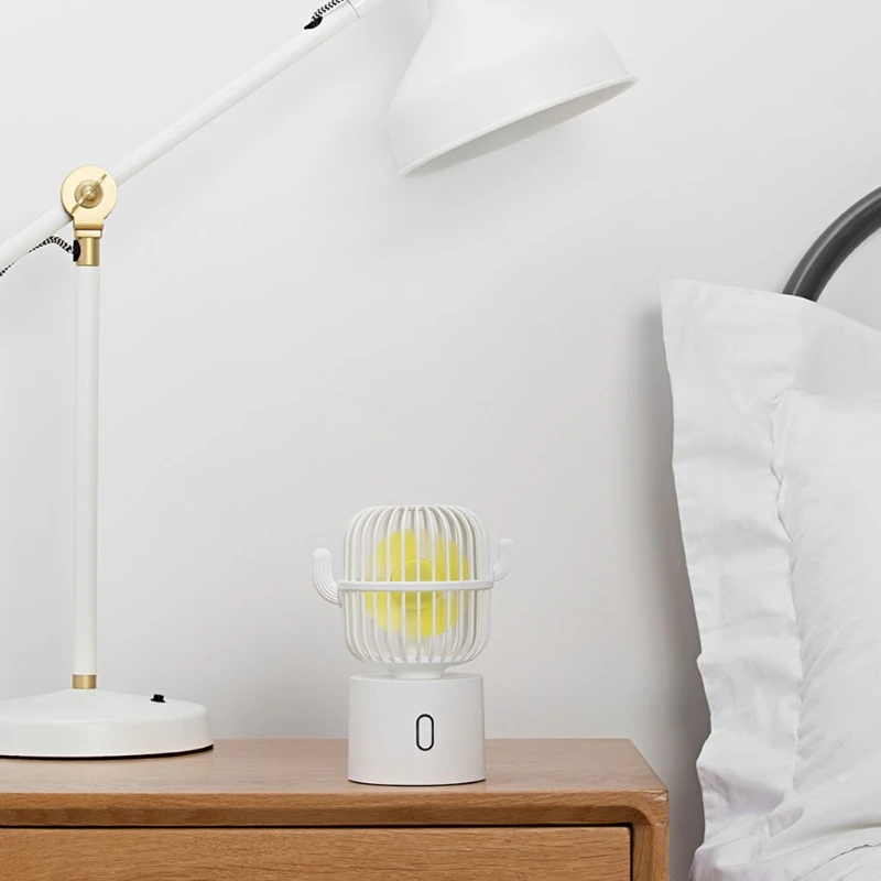 

Cactus Mini Handheld Table Rechargeable 80 Degree Auto Rotation 3 Speeds for Room Home Office Outdoor Travel