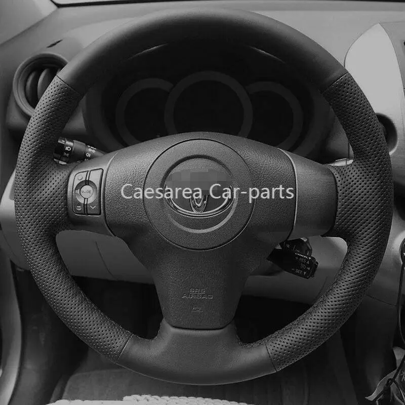 

Car Hand-stitched Black Leather Steering Wheel Cover for Toyota Yaris Vios RAV4