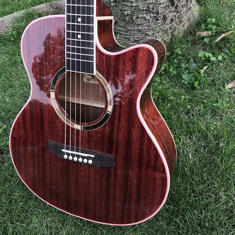 Акустическая гитара 36 дюймов народная из красного дерева полированный набор для