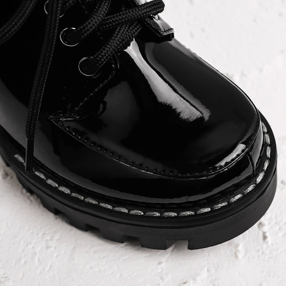 

DoraTasia Luxury Brand New Female 2021 Women's Pumps Patent Leather Shoelace Shallow Boots Fashion Mature Office Ladies Shoes