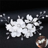 barrette jewelry floral style wedding pearl flower hair clip bridesmaid