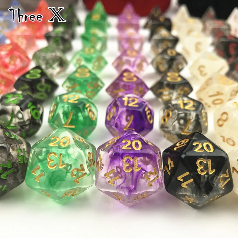 7 шт./компл. Juegos De Mesa Dados набор D4 D20 многогранных игральных костей для Rpg DND