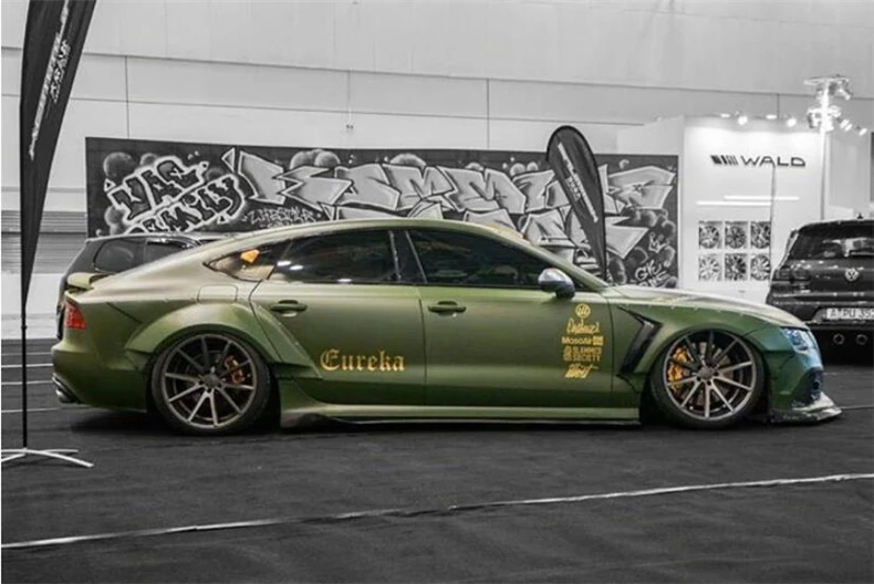 Комплект боковых юбок из углеродного волокна отделка для губ спойлер Audi A7 S7 RS7