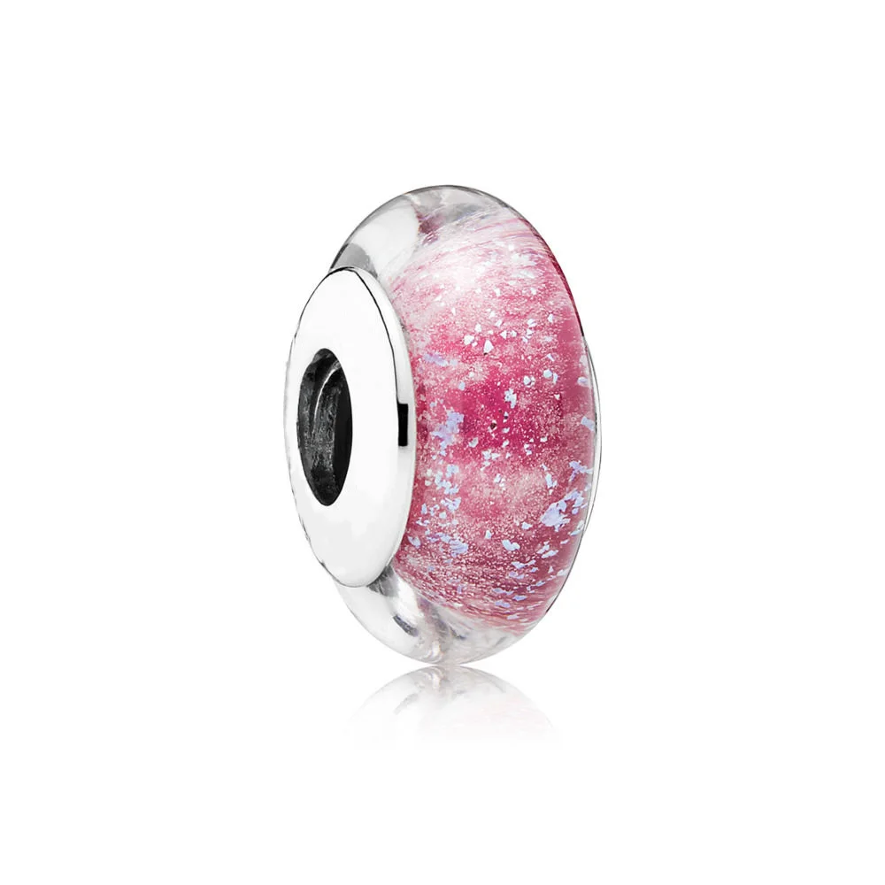 

925 Sterling Silver Glass Beads Charm Diy Plum Blossom Red Yellow Beads For Women Diy Pandora Charm Bracelet Necklace