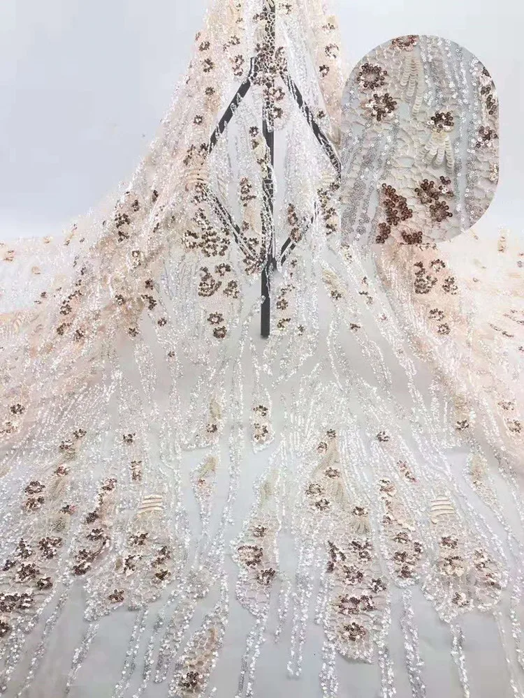 Французская сетка с вышивкой и блестками Африканское кружево нигерийская