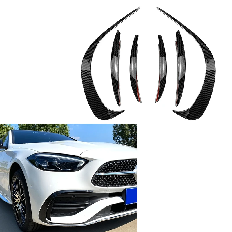 

Front Bumper Spoiler Air Knife Lower Grille Fog Light Covers Trim for Benz C-Class W206 2021 2022 C200 C260