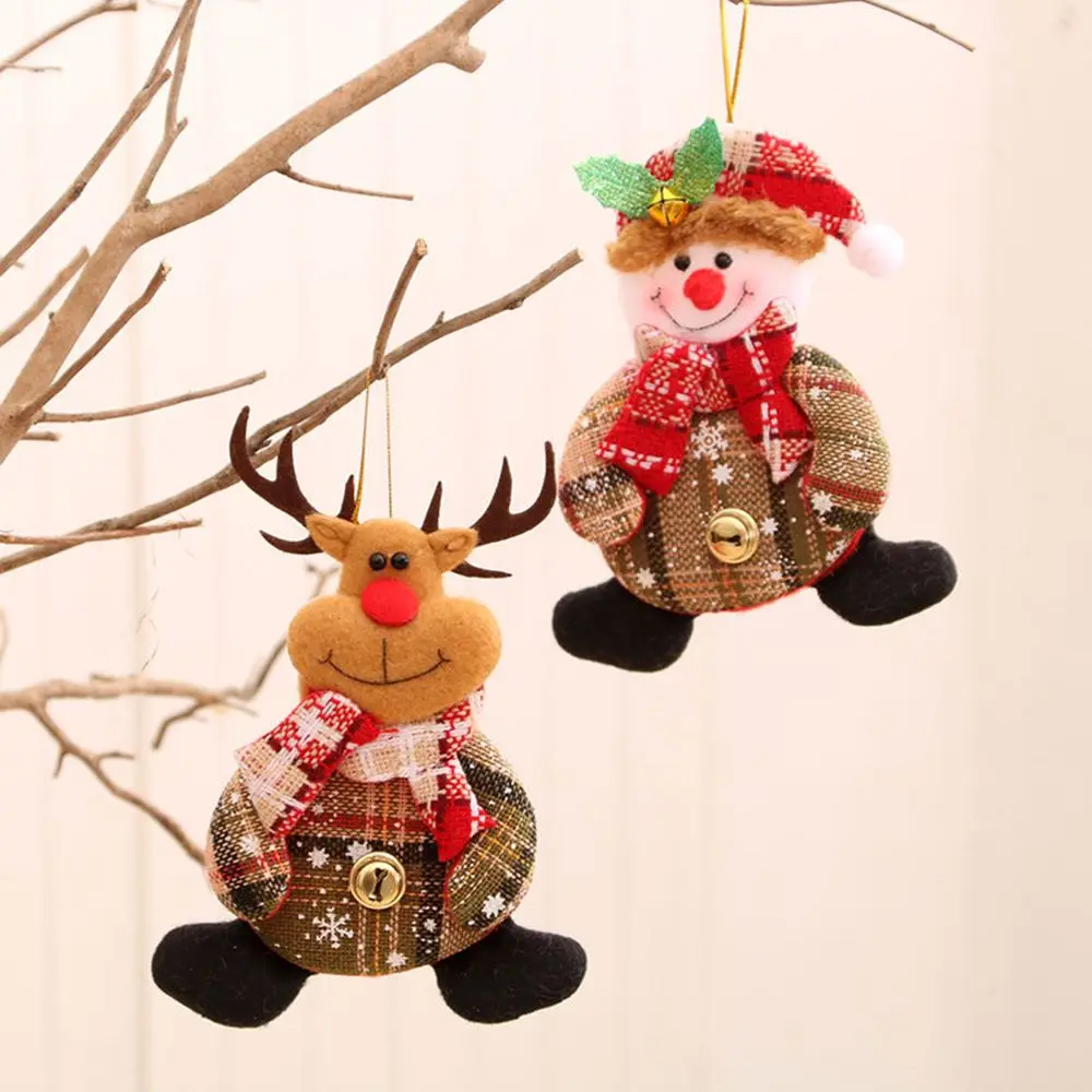 

Новогодние креативные игрушки в виде лося, Санта-Клауса, рождественской елки, медведя кукла-подвеска, подвесные украшения, искусственные ук...