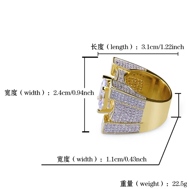 

Luxury New Fashion Ring Hip Hop Ring for Men and Women Rings Micro-Studded Zircon Ring Iced Out Hip Hop Ring