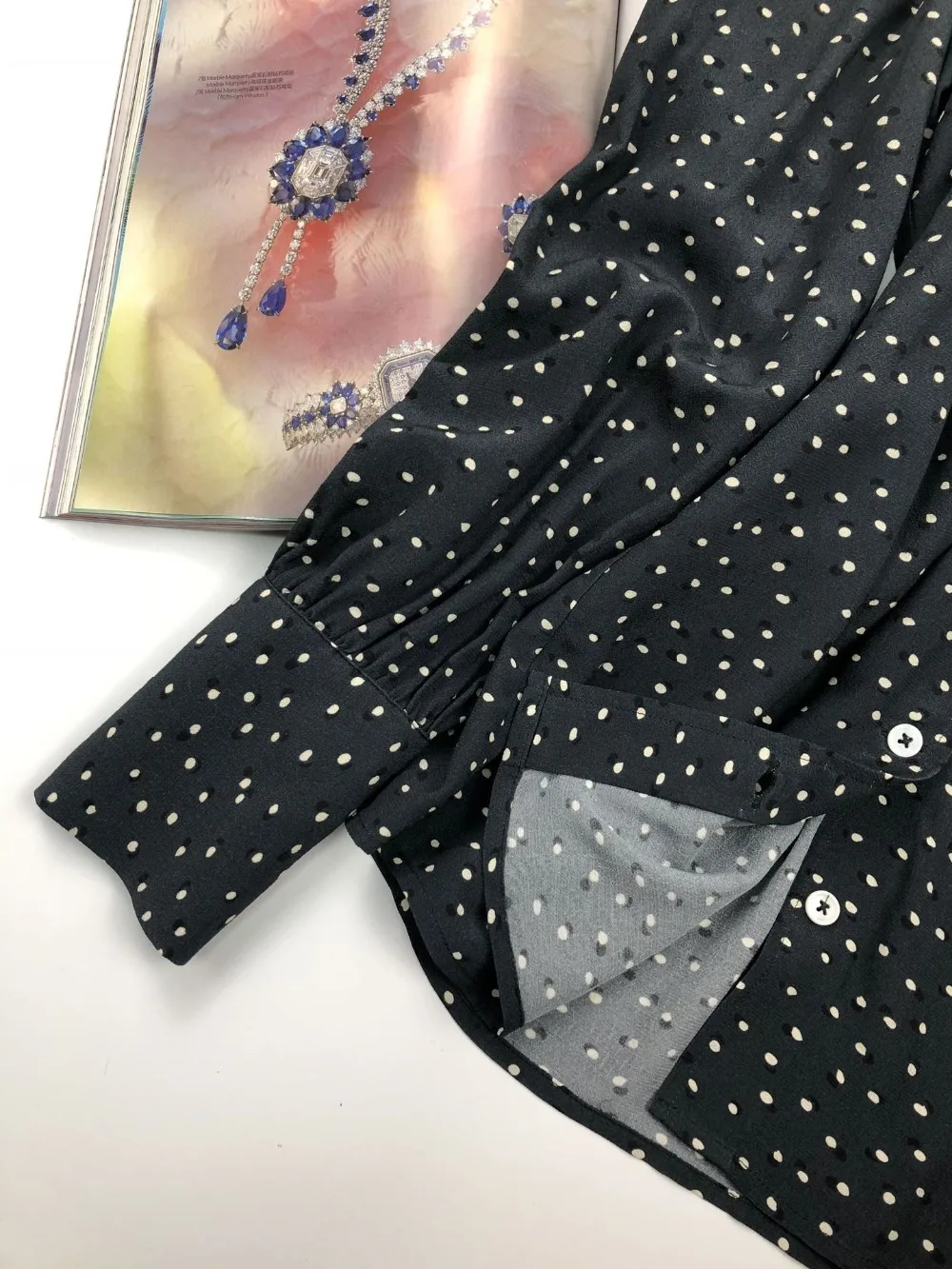 

Women Polka Dot Print Blouse Spring Autumn New Classic Retro Turn-down Collar Long Sleeve Single-breasted OL Office Shirt top