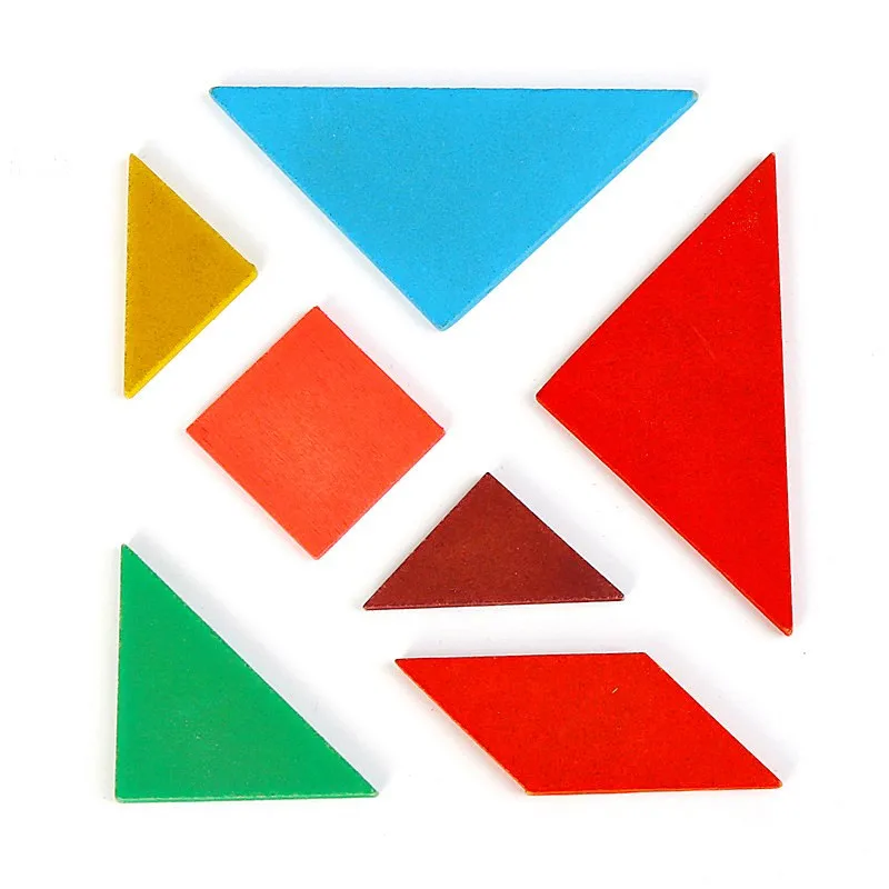 Деревянная головоломка Монтессори 7 шт. красочная квадратная для детей|Пазлы| |