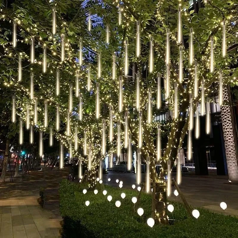 

30cm LED Meteor Shower Rain Light Waterproof Falling Raindrop Fairy Light String Christmas Holiday Party Terrace Decoration