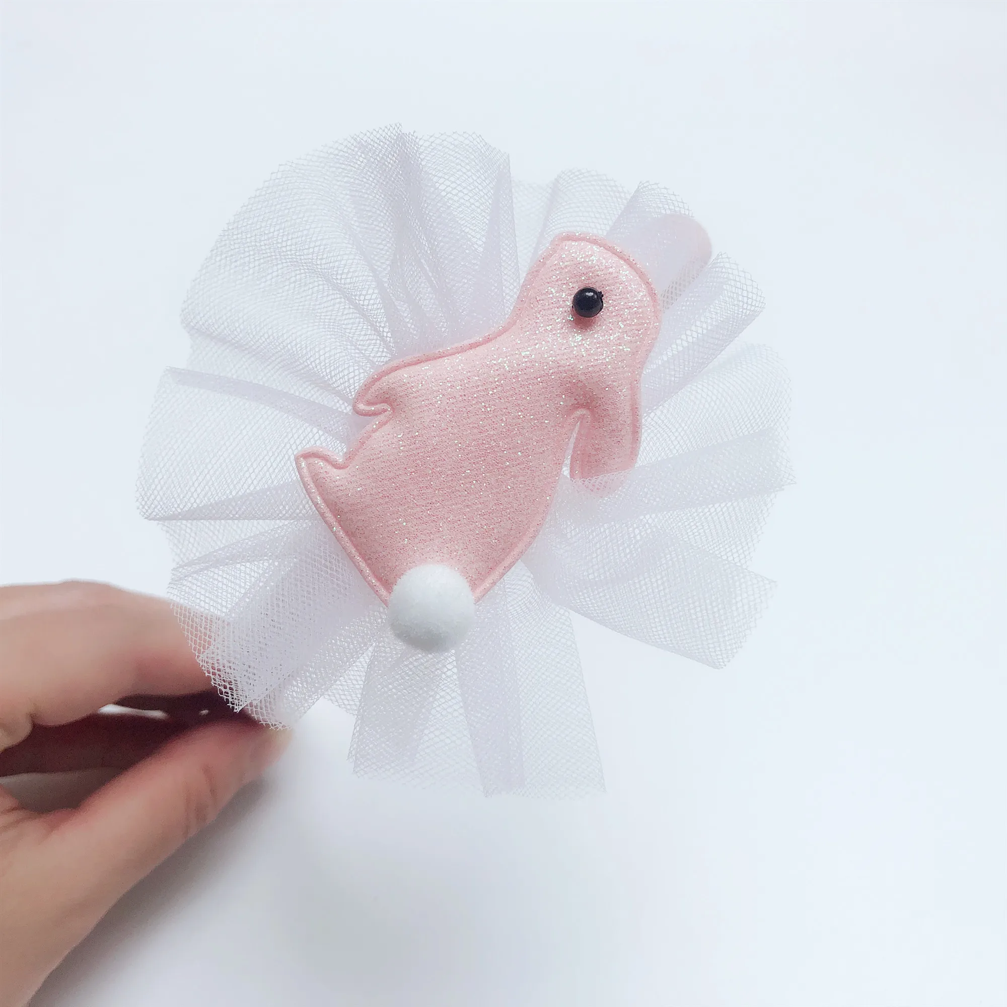

12pcs Fashion Glitter Rabbit Hairbands Cute Floral Tulle Bunny Headbands Princess Easter Headwear Boutique Hair Accessories