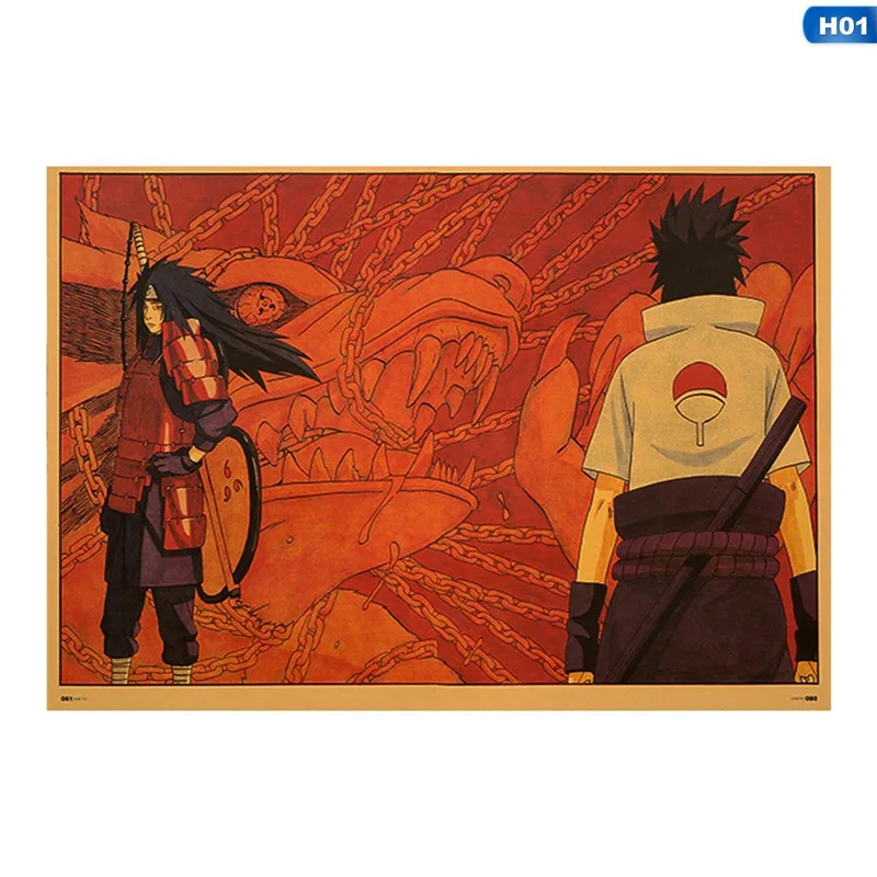 

50.5*35cm Vintage Japanese Anime Naruto Retro Poster Kraft Paper High Quality Home Room Art Print Wall Stickers