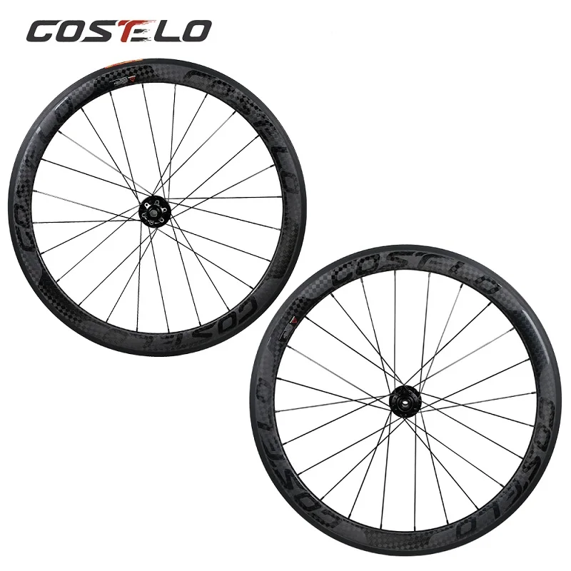black Clincher Costelo через ось 6 Болт дисковый тормоз карбоновые колеса для шоссейного велосипеда 700C 50 мм Clincher углеродная колесная труба 25 мм u-образный циклокросс - Цвет: black Clincher