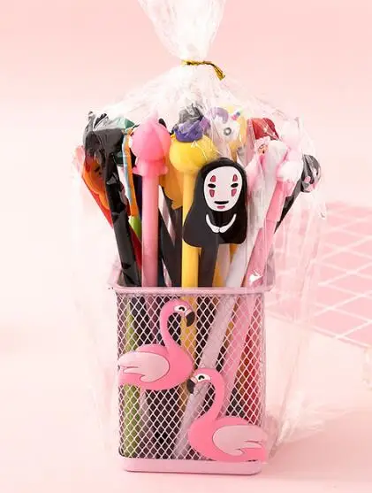 20 шт./компл. Kawaii рисунок «Hello Kitty» фламинго и т. д. иглы набор гелевых ручек новые подарки для девочек офиса ПИСЬМЕННЫЕ ручка с чернилами стандартных цветов канцелярских принадлежностей мешок держатель для ручки - Цвет: Бургундия