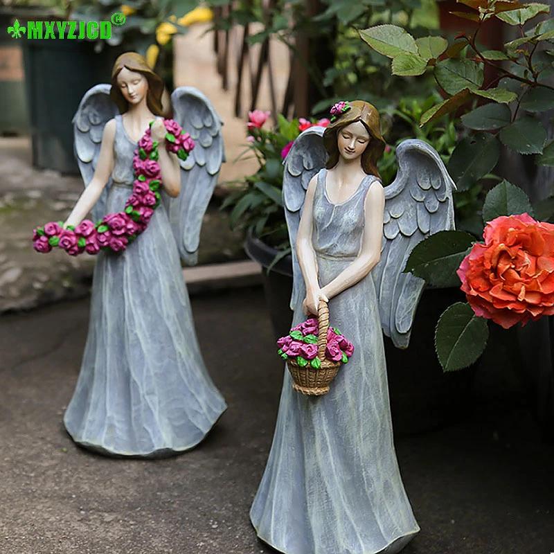 Садовый персонаж украшение из смолы ангельские цветы Сказочная скульптура