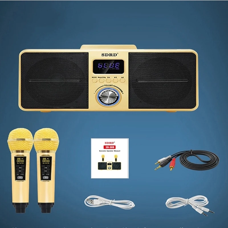 SD309 двойной Беспроводной микрофон громкой связи Bluetooth Динамик двигаться караоке
