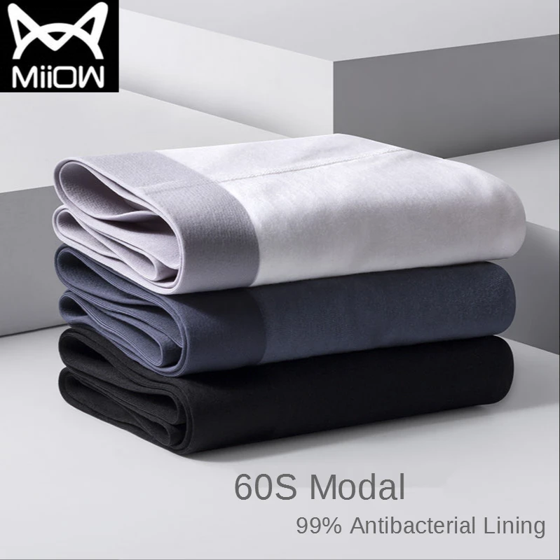 

MiiOWMen's Underwear Modal Ice Silk Boxer Shorts Men's Middle-aged and Young Men's Traceless Breathable Boxer Underwear