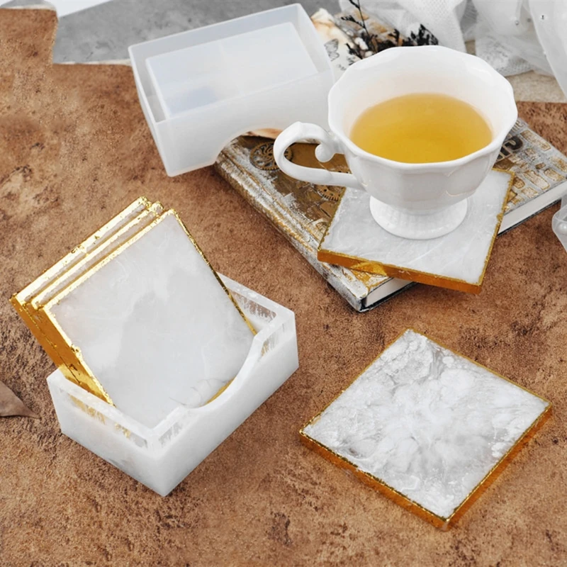 

6Pcs Handmade Silicone Square Coaster Molds for Tea Mat Resin Casting Epoxy Resin Coaster Molds Kit Resin Craft Tools