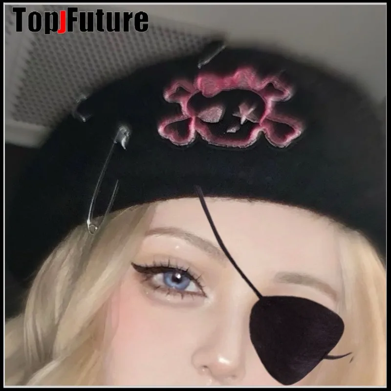 Шапка женская в стиле Харадзюку черная Готическая дизайнерская уличная Кепка с