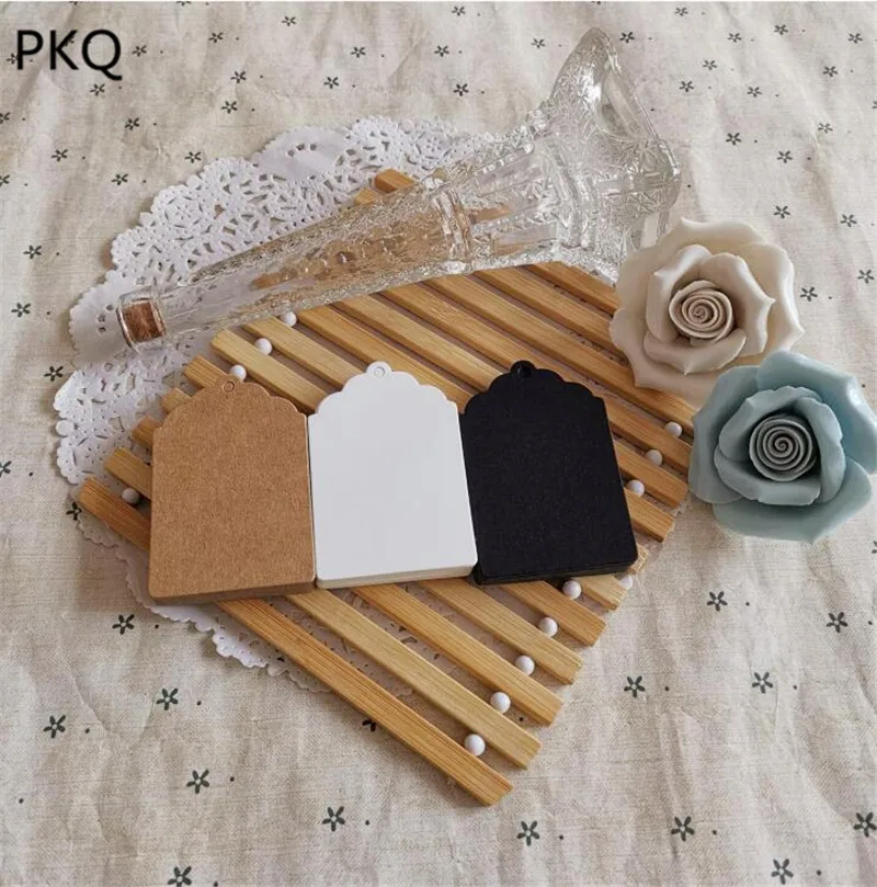50 шт пустой крафт-бумага, ярлыки для подарков картонные ценники DIY метки для заметок белые черные коричневые бумажные этикетки