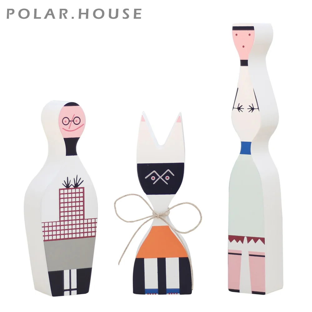 Современные деревянные куклы статуэтки для семьи скульптуры милые абстрактные